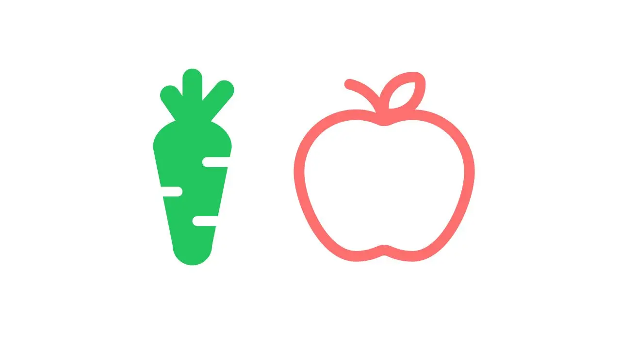 vector of carrot and apple